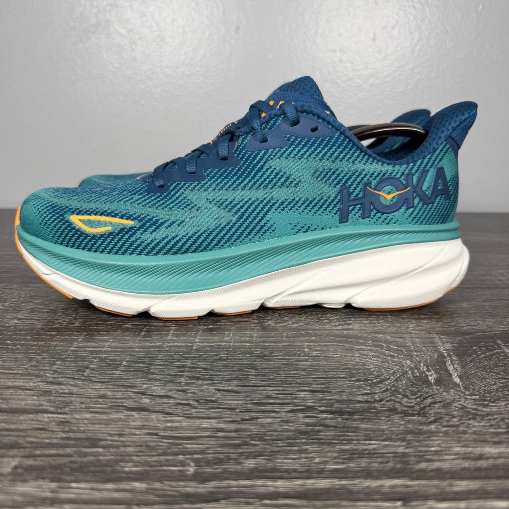 Hoka Clifton 9 Running Shoes Mens 8.5 D Midnight Oceanic Blue Walk Run Trainers